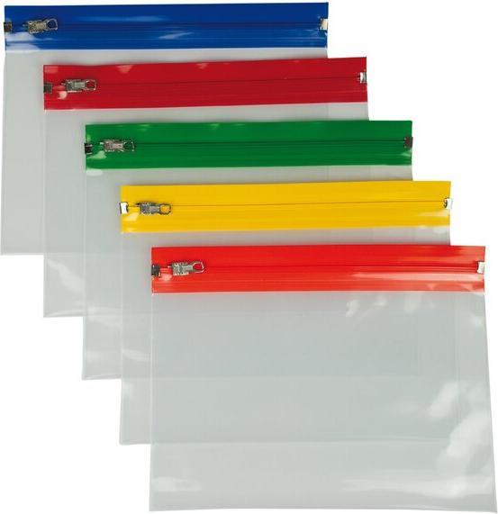 Rumold Gleitverschlussbeutel, DIN A5, PE, farbige Zip-Leiste, Beutel farblos, 15 Stück (A5, 1 x)
