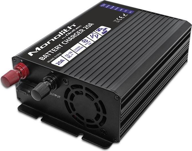 Actual product image Qoltec Inteligentna ładowarka Monolith do akumulatorów LiFePO4 AGM GEL SLA | 20A | 12V (12V, 20 A)