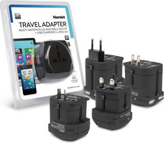 Produktbild Hamlet Traver Adapter universal reiseadapter für steckdosen plus usb-ladegerät (1750 W)