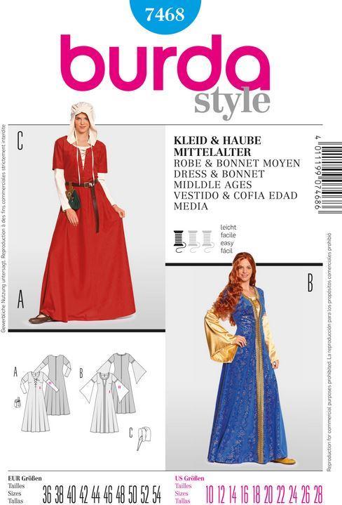 Schnittmuster Kleid + Haube Mittelalter