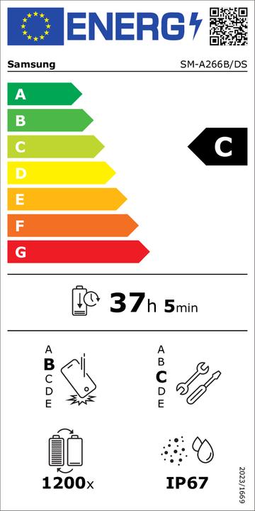 Label énergétique Samsung Galaxy A26 (256 Go, Blanc, 6.70", Double SIM, 50 Mpx, 5G)