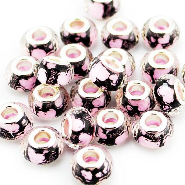 Hermex LOVE Bead versilbert 925 - Silbrig Rosa (Acrylglas, 925er Silber)