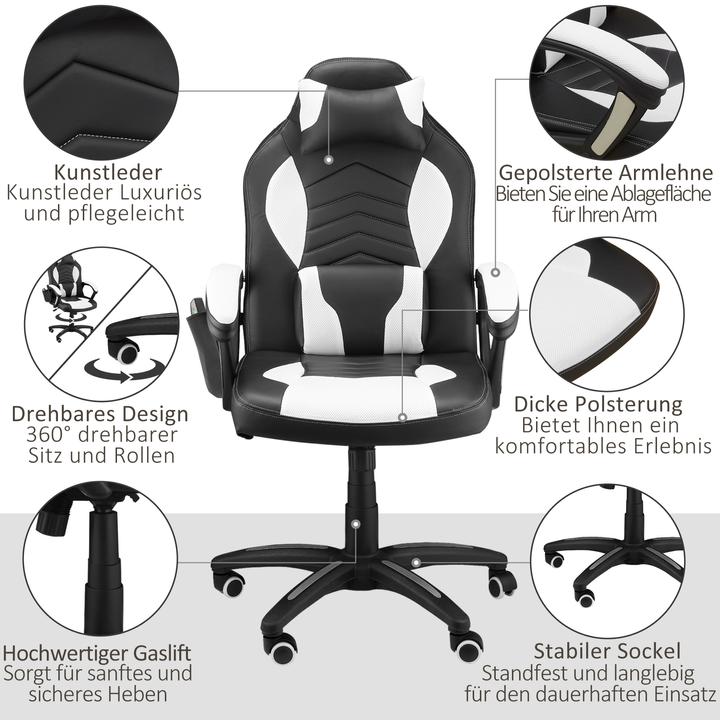 Produktbild Homcom Sportlicher Chefsessel mit Massage- und Wärmefunktion