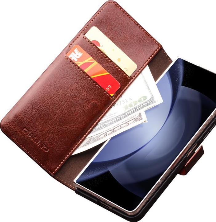 Produktbild QiAlino Hülle Flip mit magnetischem Verschluss Hellbraun (Samsung Galaxy Z Fold5)