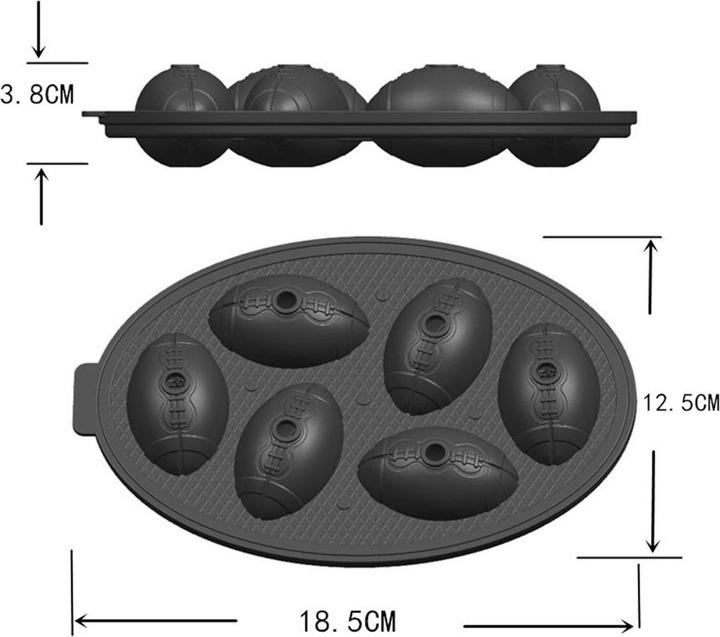 Produktbild König Design Silikon Eiswürfelform Football Eisform Whisky Runden Ice Ball Eiswürfelbehälter
