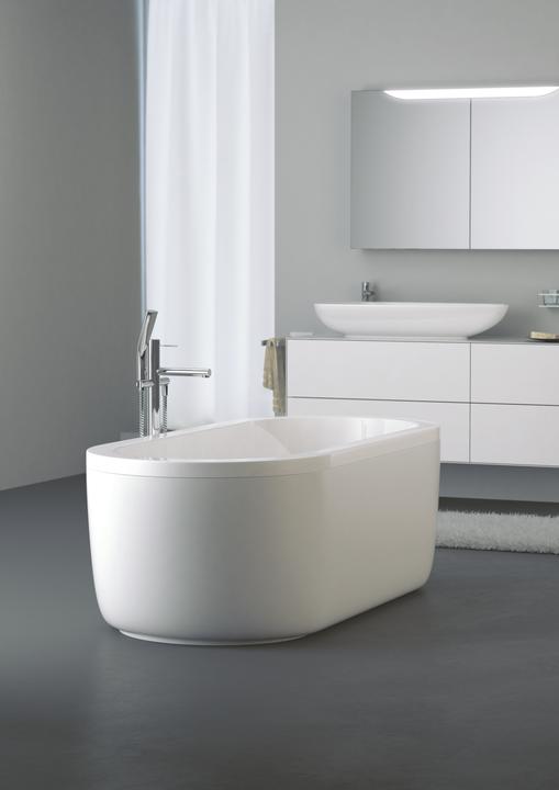 Produktbild Koralle T200 freistehende Badewanne Oval mit angeformter Schürze, 1800x800mm, Überlauf vorne, mit (184 cm, 80 cm)