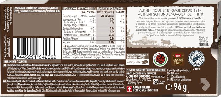 Nährwerte und Zutaten Cailler Cookie Cream (96 g)