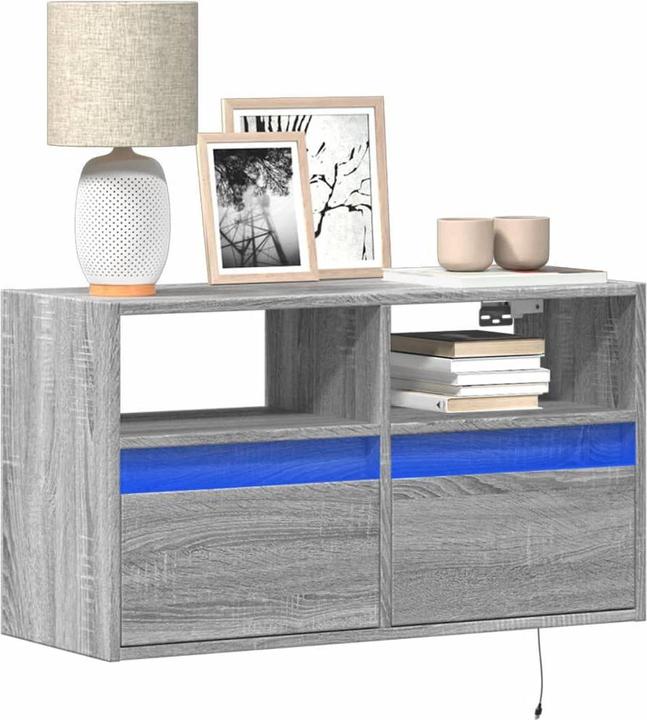 Produktbild VidaXL TV Schrank Wandschrank Lowboard Hängend mit LED-Beleuchtung Grau Sonoma