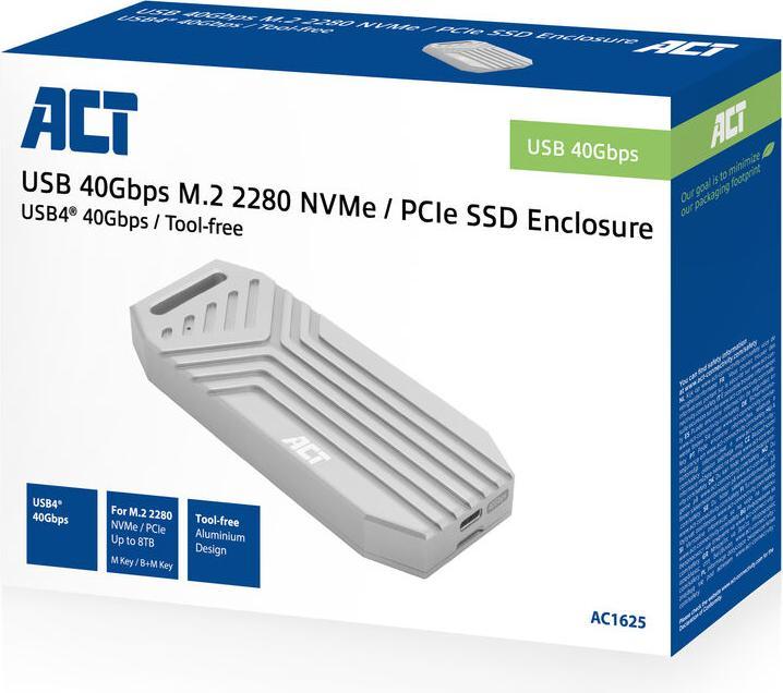 Produktbild USB 40Gbps M.2 2280 NVMe / PCIe SSD Enclosure, tool-free (M.2 2280)