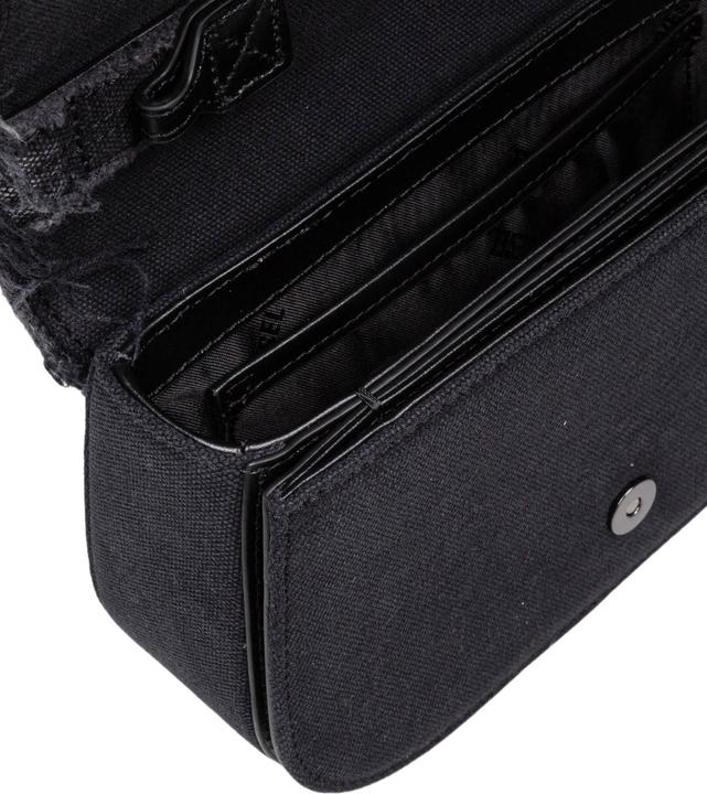 Actual product image Diesel 1dr shoulder bag in denim canvas with crystal appliques, black