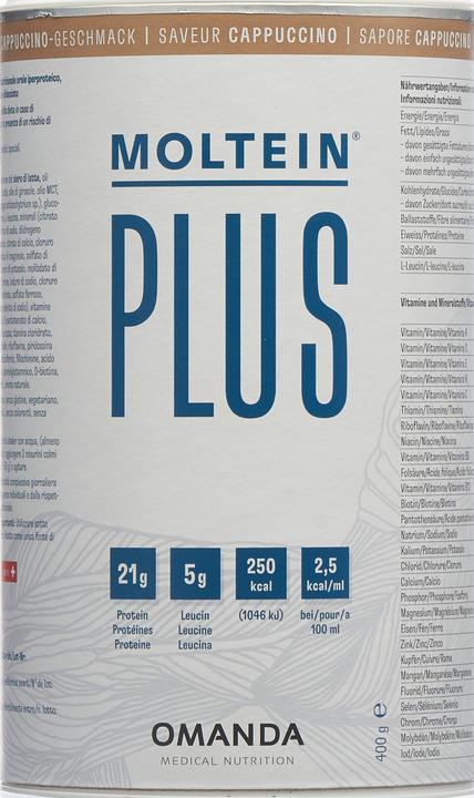 Nährwerte und Zutaten Moltein Plus 2.5 Cappuccino (400g) (1 Stück, Pulver, 400 g)