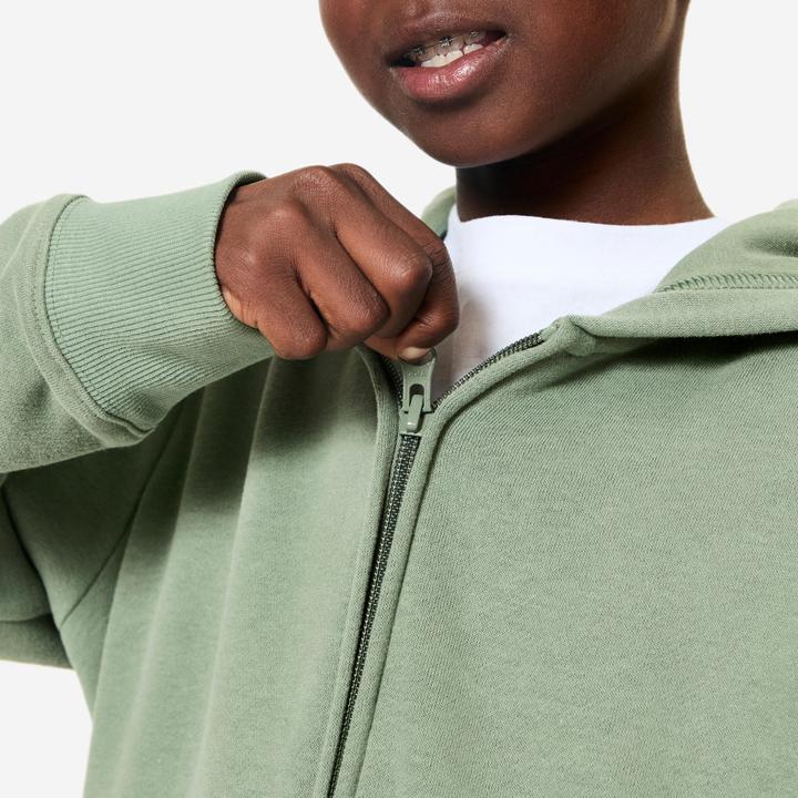 Image du produit Domyos Sweat zippé enfant, vert kaki (122)