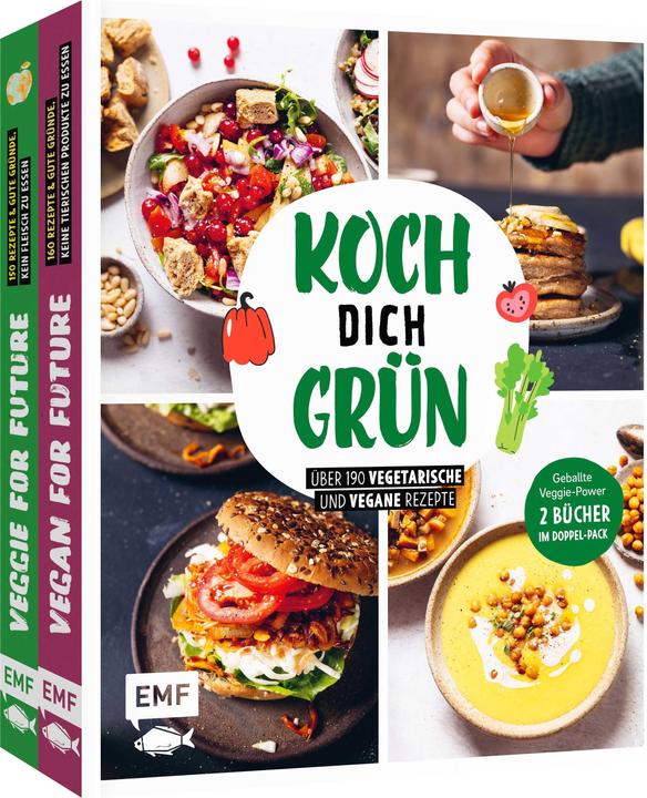 Produktbild Koch dich grün! - Vegetarische und vegane Rezepte (2 Bücher) (Deutsch, Sabrina Sue Daniels, Jessica Lerchenmüller, Inga Pfannebecker, Rose Marie Donhauser, Tanja Dusy, Christina Wiedemann, 2023)