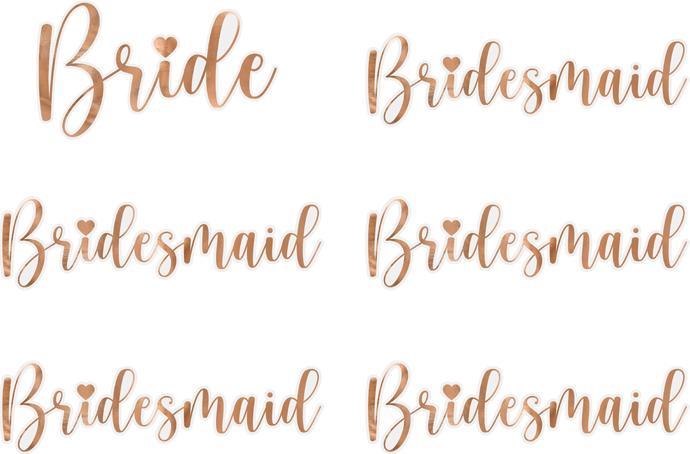 Actual product image Partydeco Glass stickers "Bride & Bridesmaid", rose gold (1 pkt / 6 pc.)