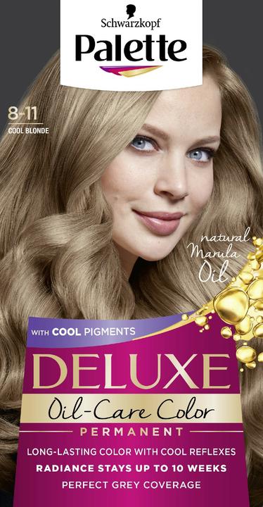 Palette Deluxe Oil-Care Color Permanent Colouring Hair Dye With Micro-Oils 8-11 Coolonde (8-11 Coolonde)