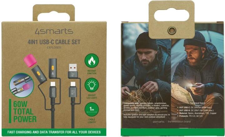 Actual product image 4smarts 4in1 USB-C cable set Explorer (1 m, USB 2.0, 60 W)