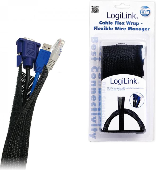 Actual product image LogiLink Cable bundle fabric conduit, black (Cable conduit, 180 cm)