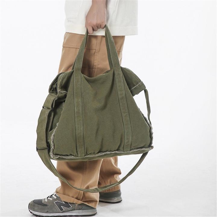 Produktbild Only-Bags.Store Einfache Canvas Tote Umhängetasche, einfache Umhängetasche, raue Kante Canvas Tasche, Student