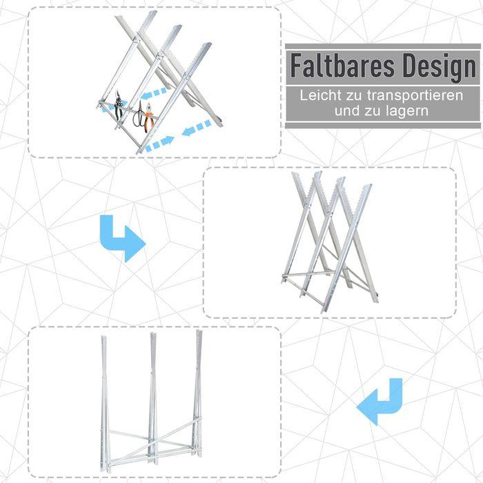 Produktbild Swisshandel24 Kettensägebock Sägebock zusammenklappbar Sägegestell für Brennholz Silber Metall 83 x 83 x 79 cm (83 cm, 83 cm)