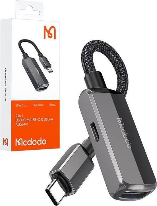 Immagine prodotto Mcdodo CA-2830 Convertitore OTG 2in1 USB-C per USB-C + USB-A (USB tipo C, USB-A, USB tipo C)