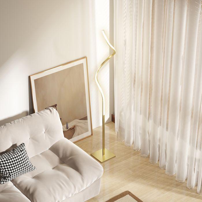 Produktbild Swisshandel24 Stehlampe Dimmbar LED Stehleuchte mit Fussschalter für Wohnzimmer, Gold (700 lm)