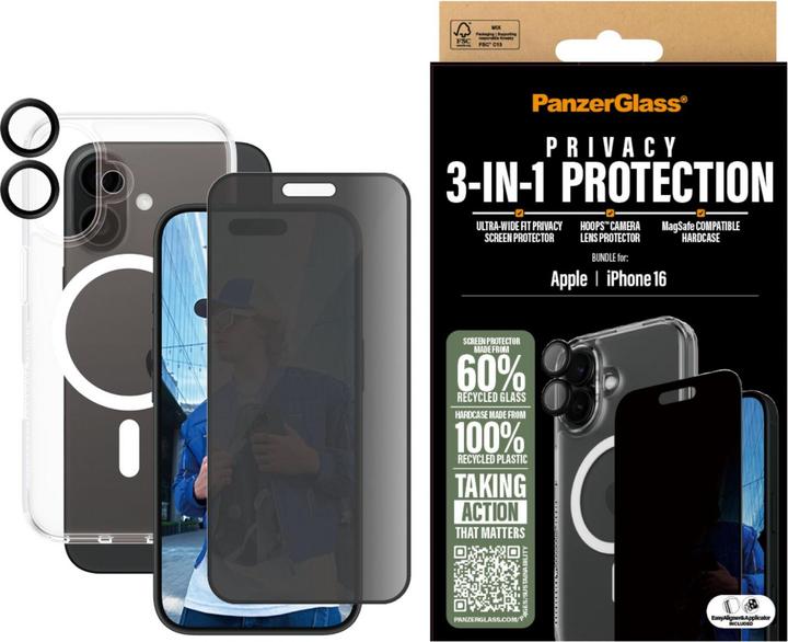 Productafbeelding PanzerGlass Privacy (1 Stuk, Apple iPhone 16)