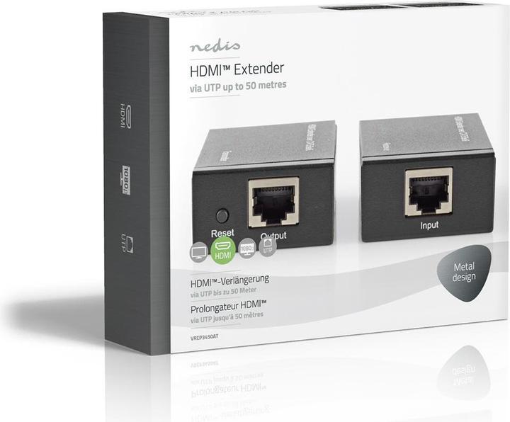 Immagine prodotto Nedis Estensore HDMI T su CAT6 fino a 60,0 m 1080p 1,65 Gbps Metallo Antracite (1 m, HDMI)