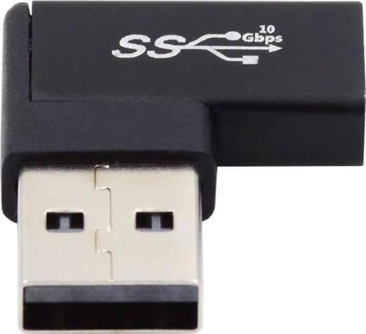 Actual product image PowerGuard USB-A to USB-C 90 degree right angle adapter (male/female) (USB 3.1)