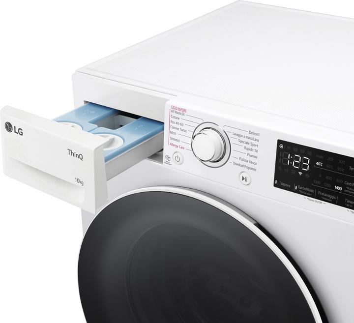 Image du produit LG F4R3710NSWW Lave-linge 10 kg AI DD, Classe A-10%, 1400 tr/min, Auto-dosage, Wi-Fi (10 kg, Gauche)