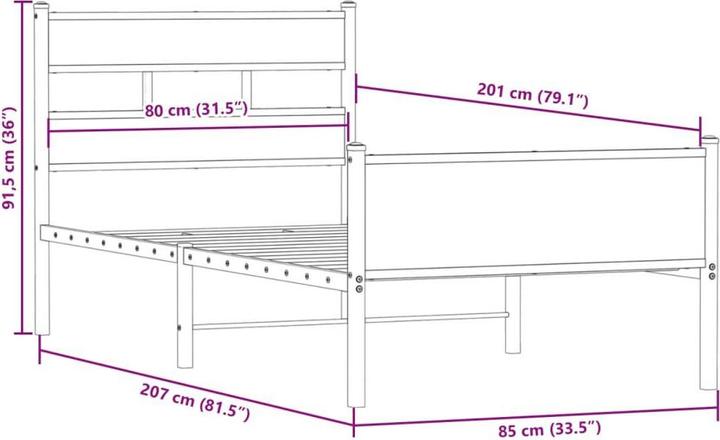 Actual product image VidaXL Bed frame Bed single bed without mattress 80x200 cm wood-based material (80 x 200 cm)