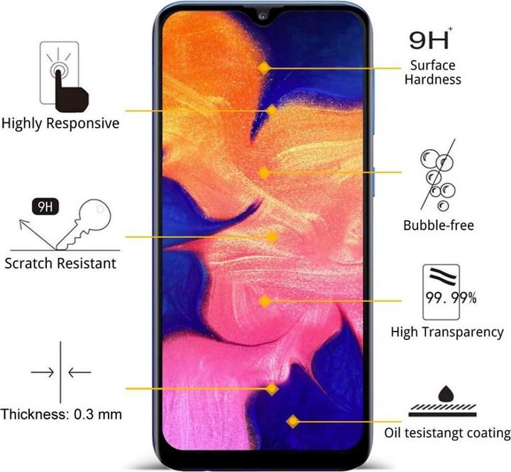 Immagine prodotto Screenguard Samsung Galaxy A10 Pellicola di vetro protettiva a schermo intero 2.5D 9H (1 Pezzo/i, Samsung Galaxy A10)