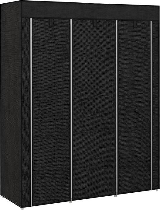 Produktbild Swisshandel24 Stoffschrank, Kleiderschrank mit Kleiderstange, 8 Ebenen, Faltschrank, Faltbare Garderobe, Flur, Vli (125 x 43 x 162.5 cm)