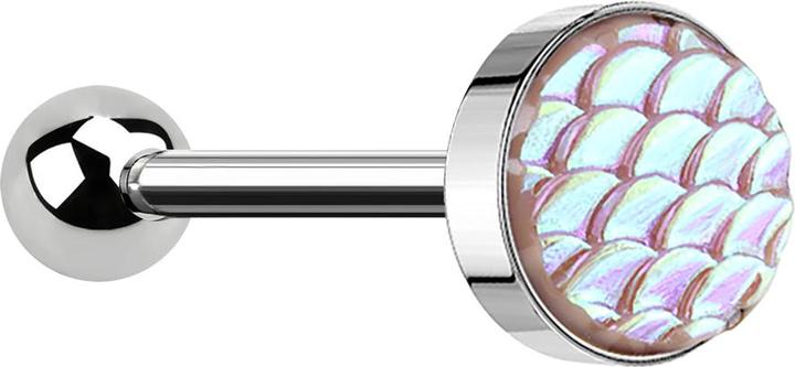 Immagine prodotto Star Piercing Barbell silber mit Fischschuppen pink (senza ottone, Acciaio chirurgico 316L)