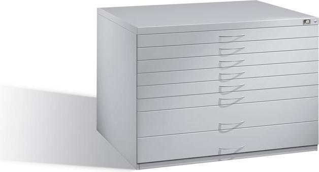 Produktbild C+P Zeichnungsschrank, DIN A1, 8 Schubladen, Höhe 760 mm, lichtgrau