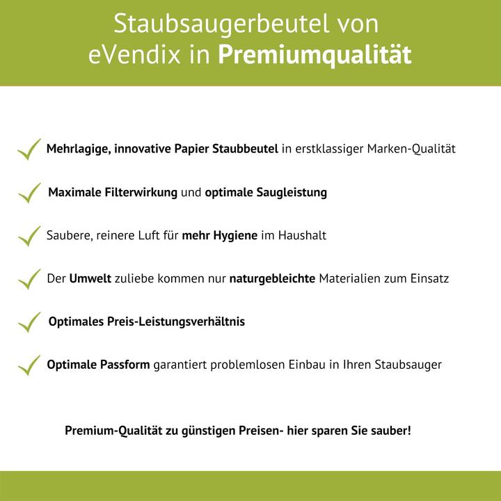 Produktbild eVendix 20 Staubsaugerbeutel kompatibel mit Omega Contur Basic, 20 Staubbeutel + 4 Motor-Filter, kompatibel (20 x)