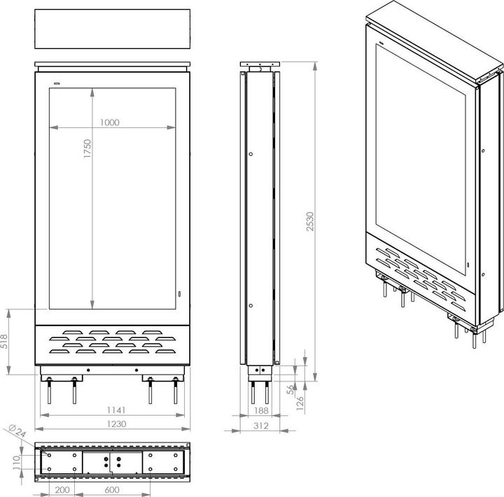 Produktbild DSS Outdoor Stele Portrait 2x79", Metall, Full Outdoor