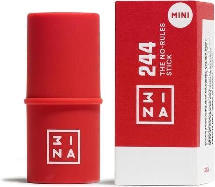 Actual product image 3INA MAKEUP The No-Rules Stick 244 Red Blush Stick for Eyes Lips & Cheeks with Hyaluronic Acid Cream (244 - Red Mini)