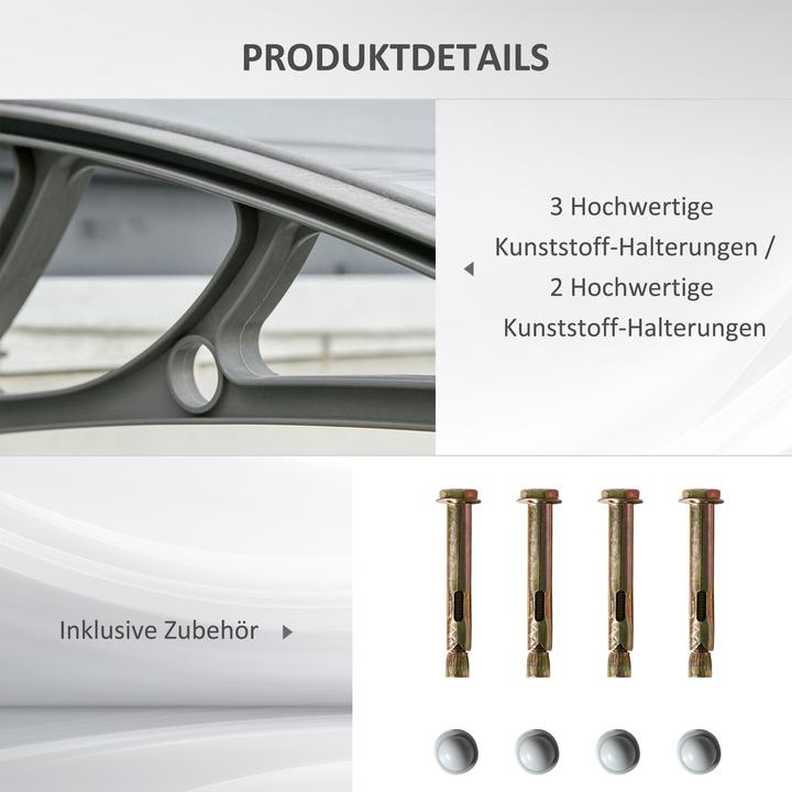 Produktbild Outsunny Vordach für Haustür Polycarbonat Silber