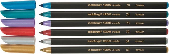 Produktbild Edding Fasermaler 1200 6er-Set (Silber, Violett, Grün, Gold, Blau, Rot, 6 x)