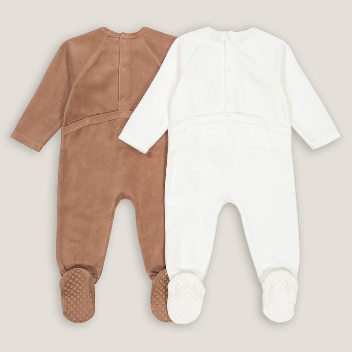 Produktbild La Redoute Collections 2er-Pack Samt-Strampler mit Bär (60)