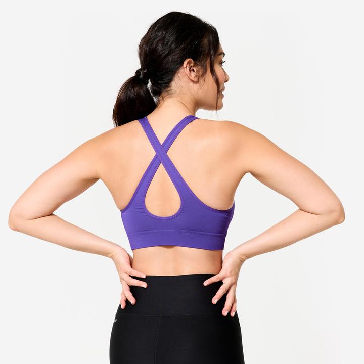 Image du produit Decathlon Brassière dos croisé maintien léger Femme, Violet (XL)