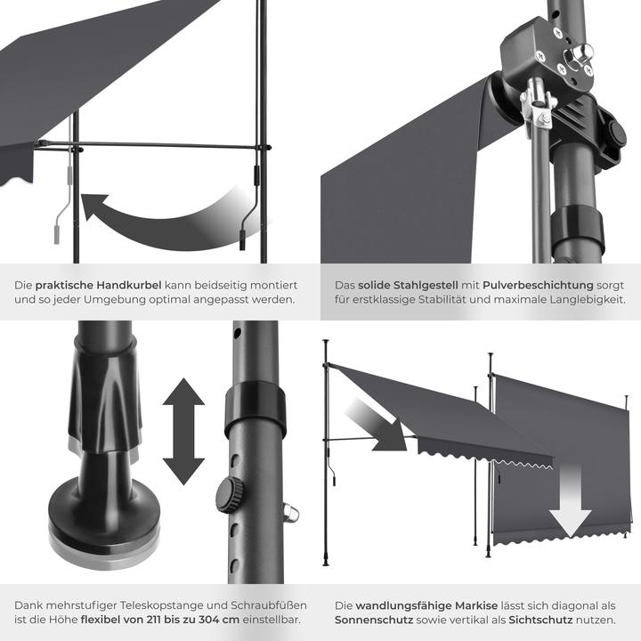 Immagine prodotto tectake Tenda da sole a morsetto (3 m)