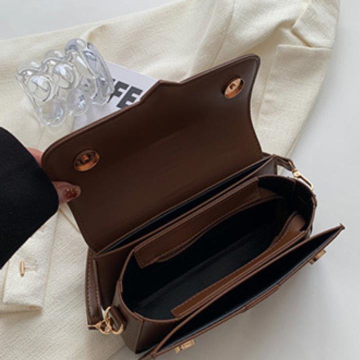 Produktbild Only-Bags.Store Solide Farbe strukturierte Umhängetasche, All-Match Top Handle Geldbörse, PU Leder Handtasche