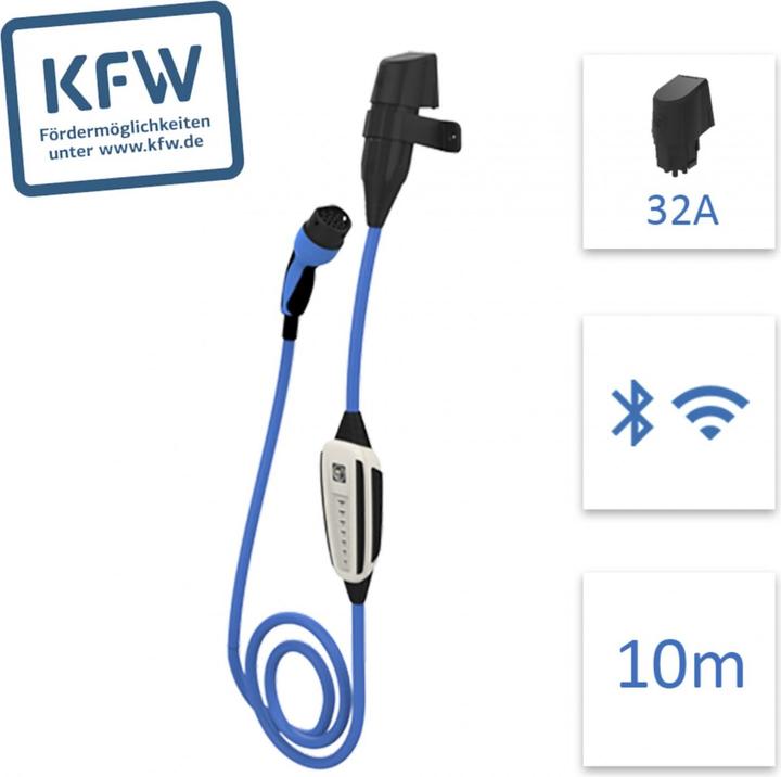 Actual product image NRGkick KfW Max 10m protective lock, wall plug d32A (Type 2, 22 kW, 32 A, CEE 32)