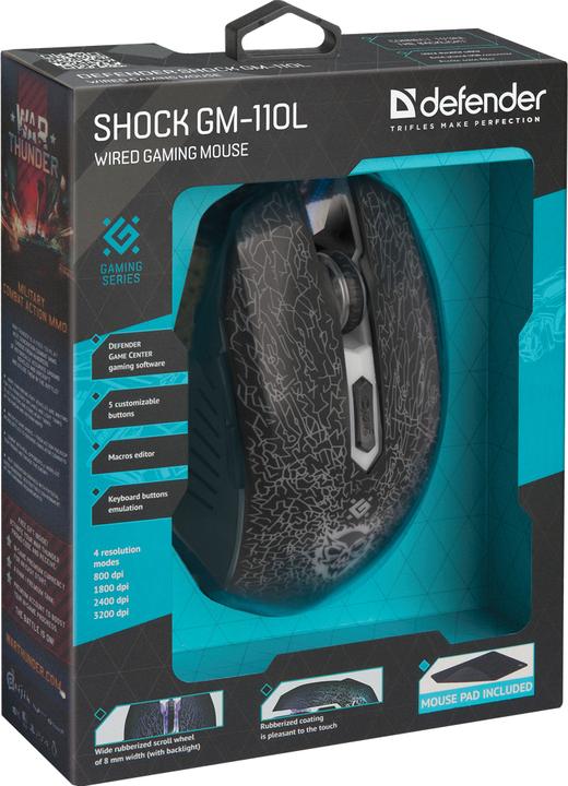 Produktbild Defender Shock Shock 52110 Computer-Mauspad-Patrone (optisch, 3200 DPI, schwarze Farbe) (Kabelgebunden)