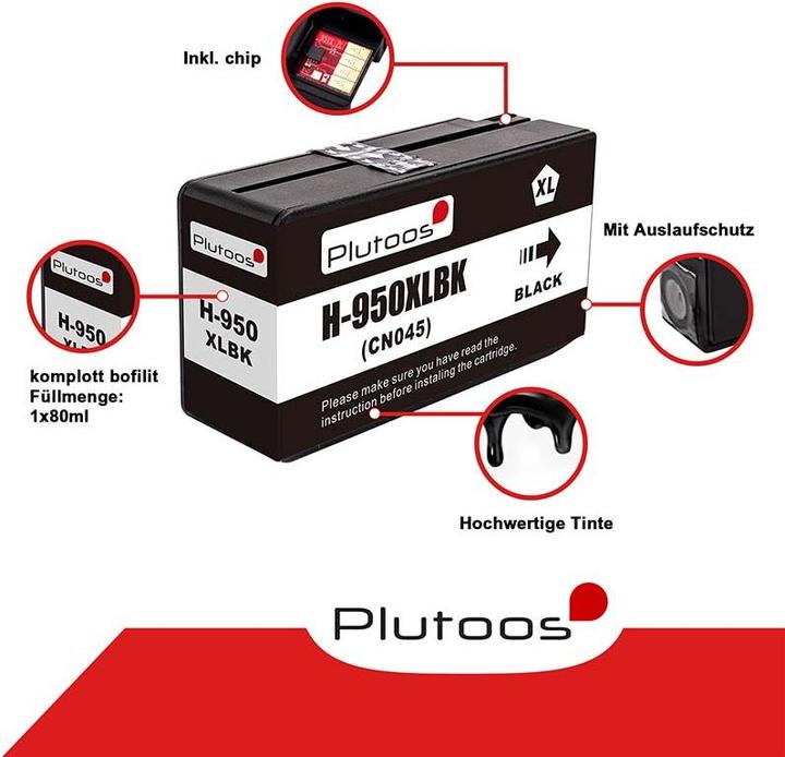 Image du produit Plutoos HP 950XL Cartouche XXL compatible, noire CN045AE