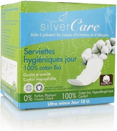 Actual product image Silver Care Ultra-thin BIO sanitary towels with wings for light to moderate bleeding - 10 pieces - Silvercare (10 x, Sanitary pads)