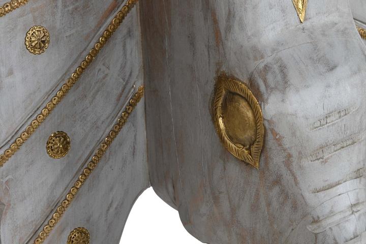 Image du produit DKD Home Decor Console Elephant White Grey Golden Brass Mango wood 80 x 30 x 96 cm