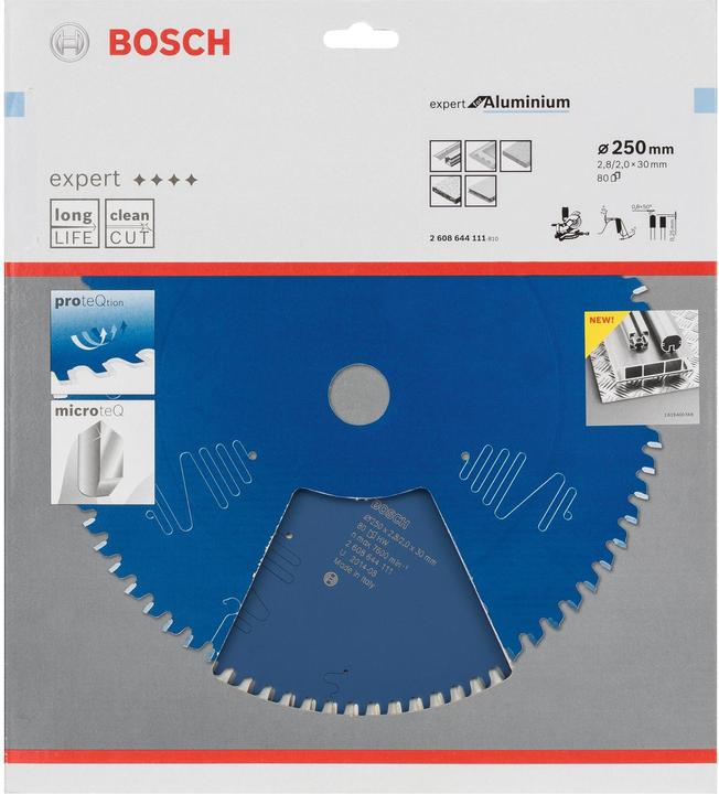 Immagine prodotto Bosch Professional Zubehör Lama circolare Expert per alluminio, 250 x 30 x 2,8 mm, 80