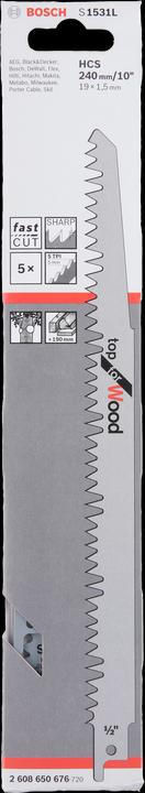 Immagine prodotto Bosch Professional Zubehör Lama per sega S 1531 L, Top per legno, confezione da 5